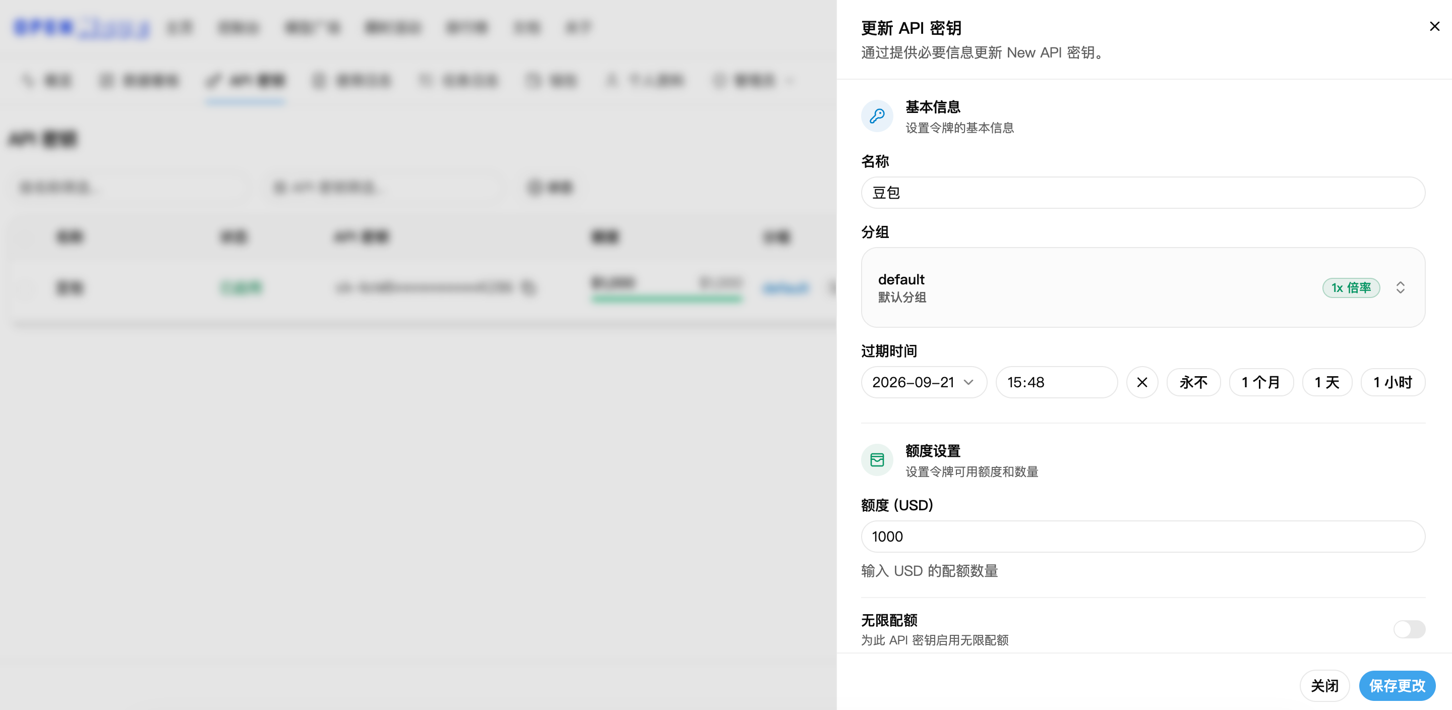 API 密钥限制截图